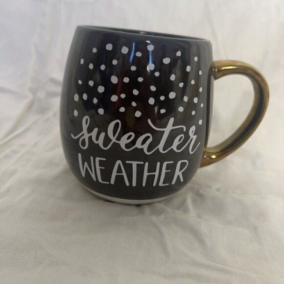 Sweater Weather Coffee Cup Mug Threshold Stoneware Brown Bronze Color 8oz Fall - Picture 1 of 8